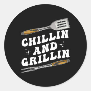 Mannen Grappig Bbq Chillen En Grillen  Ronde Sticker