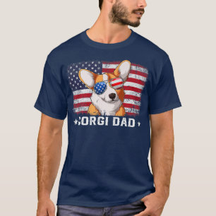 Mannen grappige Corgi vader Amerikaanse vlag Vader T-shirt