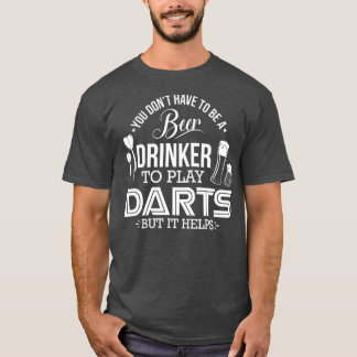 Mannen Grappige Darts Speler Bierdrinker Design T-shirt