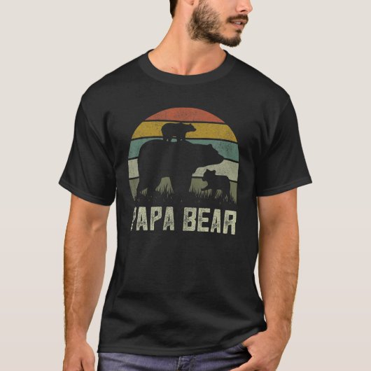 Mannen Grappige Papa Beer Shirten Cub 2 Kinder Vad T-shirt (Voorkant)