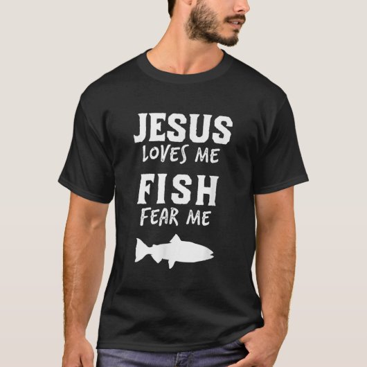 Mannen grappigheid Vist Jezus houdt van vis T-shirt (Voorkant)