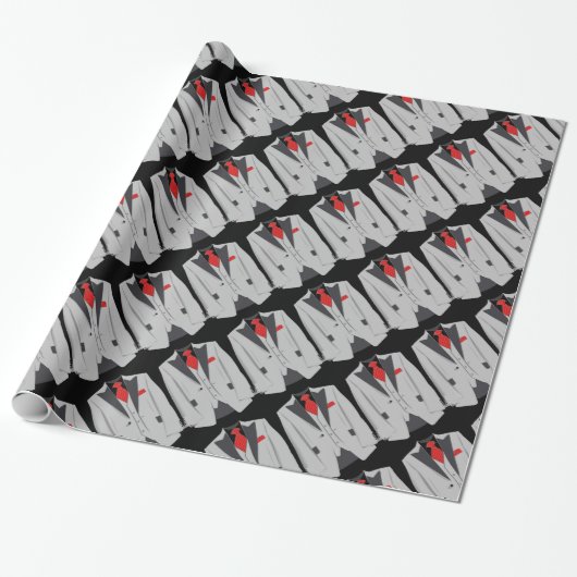 Mannen Gray Suit en rood Stropdas Cadeaupapier (Uitgerold)