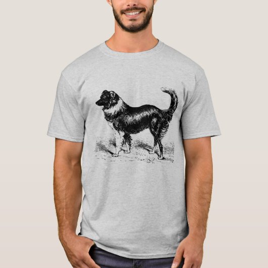 Mannen grens Collie Dog T-shirt (Voorkant)