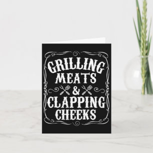 Mannen grillen vlees en slaan wangen Funny Bbq Kaart