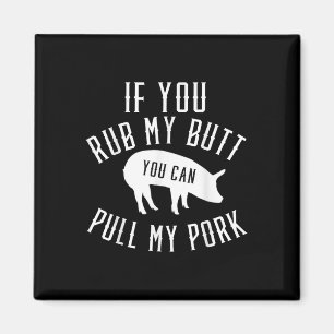 Mannen Grilling T Shirt Funny Gift Pork BBQ Smoker Magneet