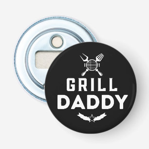 Mannen grillpap BBQ en roken voor Vaderdag Button Flesopener