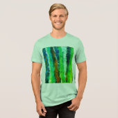Mannen Groene verticale streep Tri-Blend Shirt (Voorkant volledig)