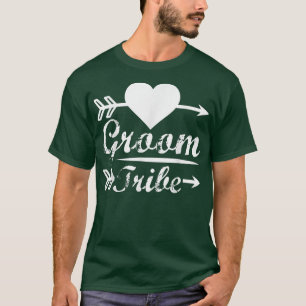 Mannen Groom Tribe Matching Cute Arrow Heart Weddi T-shirt