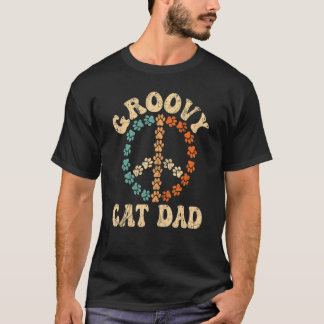 Mannen Groovy Cat Dad 70s Aesthetic 1970's Retro C T-shirt