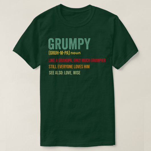 Mannen Grumpa-definitie als een gewone opa T-shirt (Design voorkant)