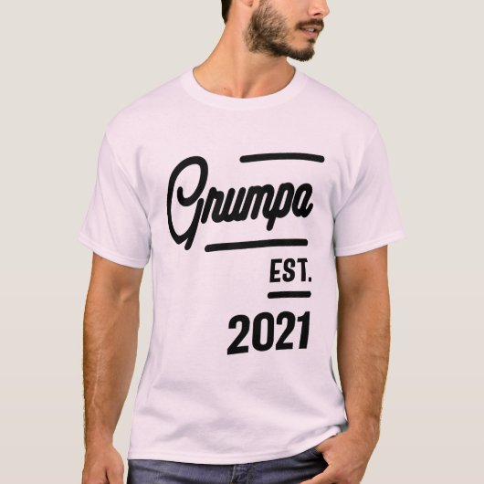Mannen Grumpa Est. 2021 | Grootvader Gift T-shirt (Voorkant)