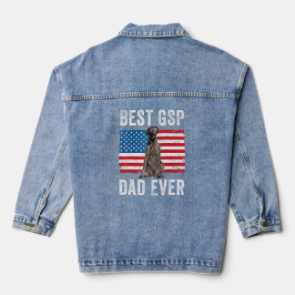 Mannen Gsp Papa Amerikaanse vlag Duitse Shorthaire Denim Jacket
