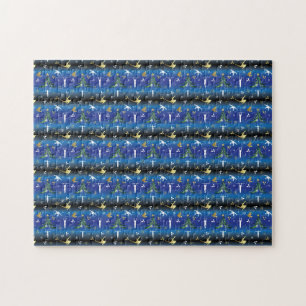 Mannen gymnastiek kerstboom sneeuwvlok legpuzzel