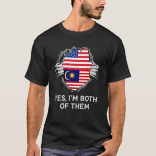 Mannen Half Amerikaanse Half Maleisische USA Malei T-shirt