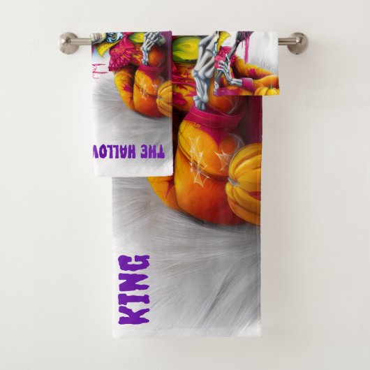 Mannen Halloween King Spooky Skeleton Bad Handdoek (Insitu)