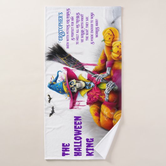 Mannen Halloween King Spooky Skeleton Bad Handdoek (Badhanddoek)