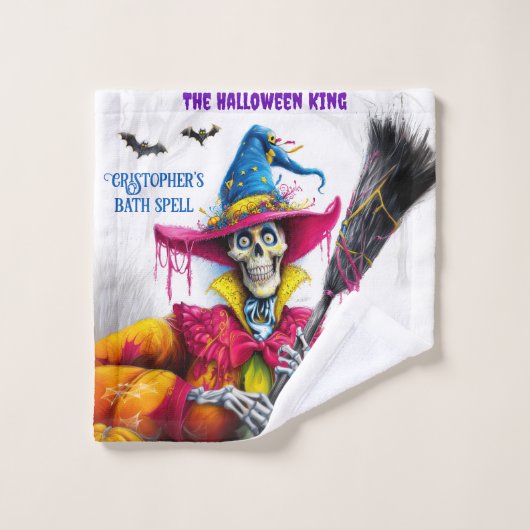 Mannen Halloween King Spooky Skeleton Bad Handdoek (Wasdoekje)
