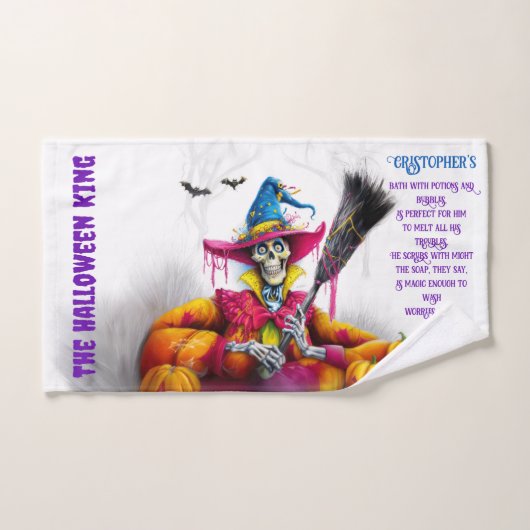 Mannen Halloween King Spooky Skeleton Bad Handdoek (Handdoek)