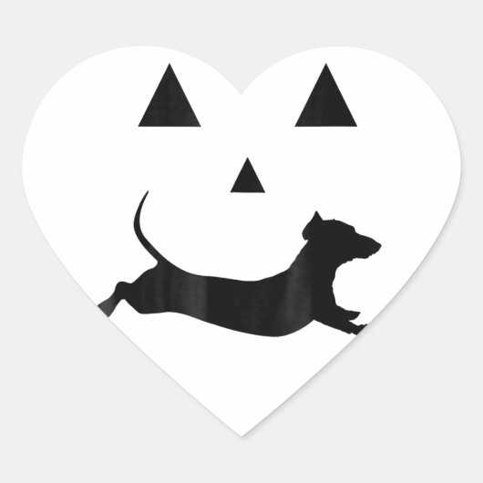 Mannen Halloween Pumpkin Dachshund Jack-O-Lantern Hart Sticker (Voorkant)