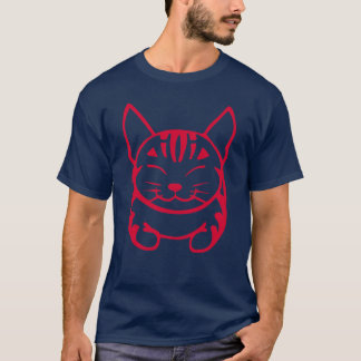 Mannen Happy Cat T-shirt (rood tafelblad)
