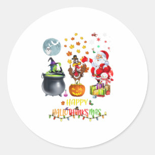 Mannen Happy Hanksmas Funny Halowee Ronde Sticker