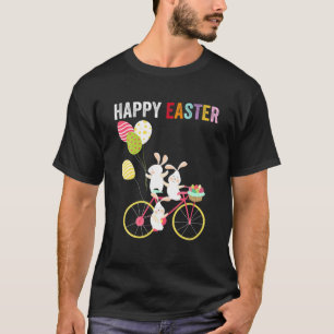 Mannen Happy Paast Day Cute Bunny Biker Biking Eas T-shirt