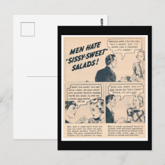 Mannen haten slap-slappe salades! Retro advertenti Briefkaart