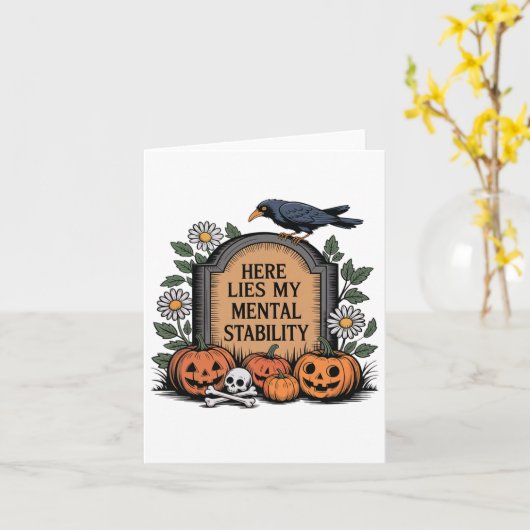 Mannen hier ligt mijn mentale stabiliteit grappig  kaart (Gele Bloem)