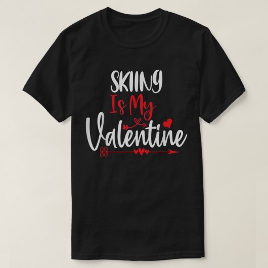 Mannen Hobbies Skiing is mijn valentijn T-shirt (Design voorkant)