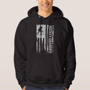 Mannen Hockey Grandpa Disted American Flag Hoodie