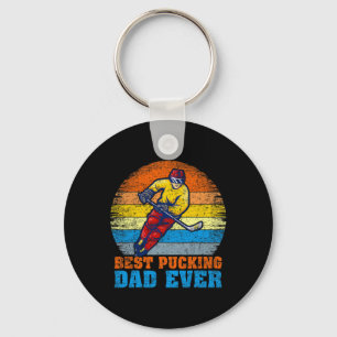 Mannen Hockey Speler Vintage Beste Puckende Papa O Sleutelhanger