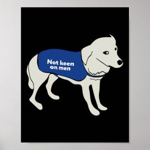 Mannen hond die een waarschuwingsvest draagt poster