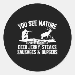 Mannen honger je ziet Natuur vlinder jagen Ronde Sticker