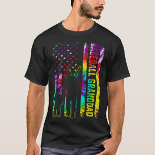 Mannen honkbal opa Amerikaanse vlag das verf T-shirt