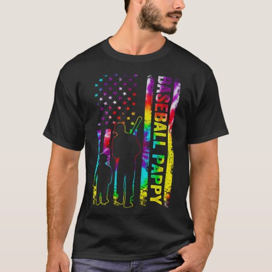 Mannen Honkbal Pappy Amerikaanse Flag Tie Dye T-shirt (Voorkant)