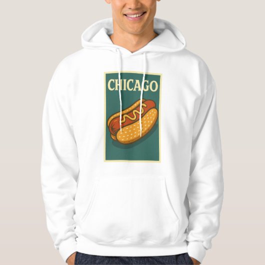 Mannen Hoodie met retro hotdog logo (Voorkant)
