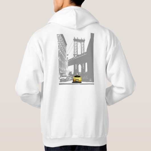 Mannen Hoodie Sjabloon Brooklyn Bridge New York Ci (Achterkant)