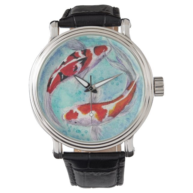 Mannen horloge. Japans Koi Karp-ontwerp Horloge (Voorkant)