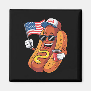Mannen hotdog op 4 juli Patriotic U Magneet
