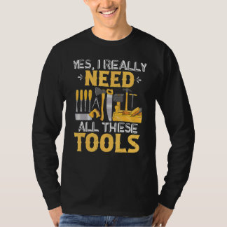 Mannen houtbewerking heeft deze gereedschappen nod t-shirt