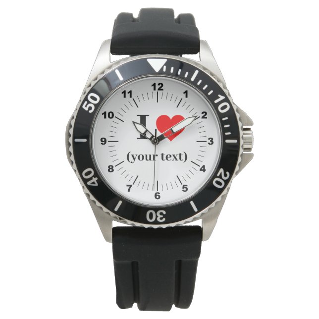 Mannen I Heart Black Rubber Strap Horloge (Voorkant)