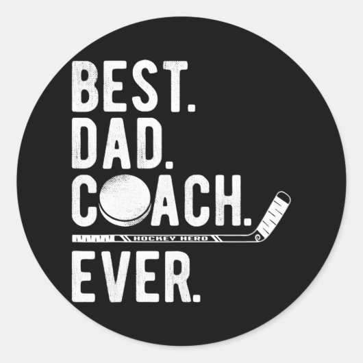 Mannen Ice Hockey Beste pap Coach Ever papa Ronde Sticker (Voorkant)