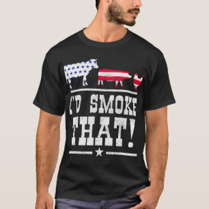 Mannen ID rook die BBQ vlees roken rook Grill G T-shirt