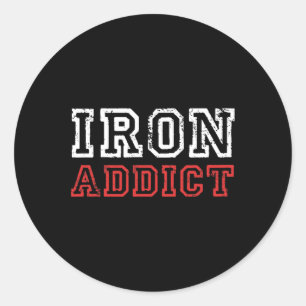 Mannen ijzerAddict Gym Workout Fitness Bodybuildin Ronde Sticker