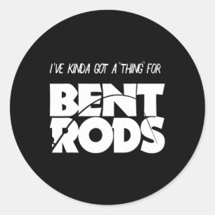 Mannen Ik heb iets met gebogen staven Grappige vis Ronde Sticker
