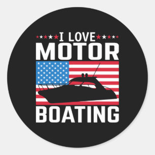 Mannen ik hou van motorvaren motorboot T-shirt nit Ronde Sticker
