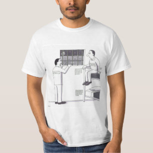 Mannen in de gevangenis die naar buiten kijken, éé t-shirt