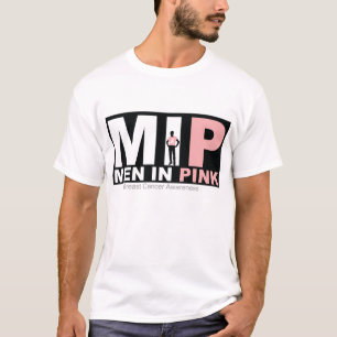 Mannen in roze borstkanker t-shirt