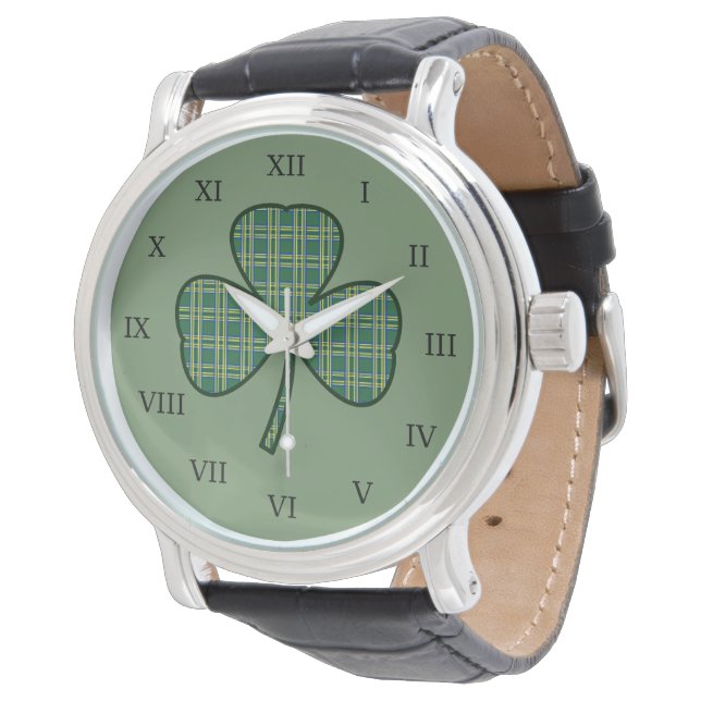 Mannen Irish Shamrock Horloge (Gekanteld)
