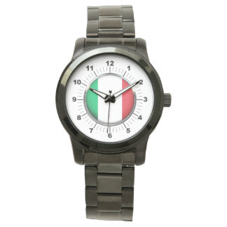 Mannen Italië Vlag Oversized Zwart Armband Horloge